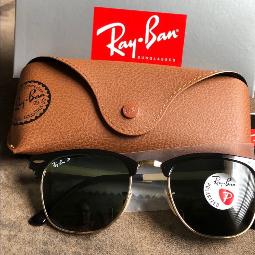 BNIB RayBans Clubmaster Metal Polarize Sunglasses